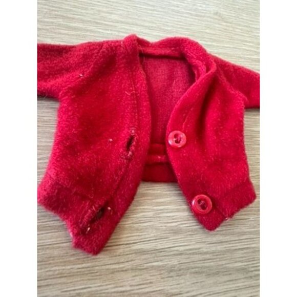 Vintage Barbie Francie Skipper Midge Red LS Sweater buttons clothes outfit top - Picture 2 of 4